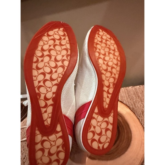 COACH MYLA 1941 SNEAKERS Womens 9M Suede Pink Leather & Beige White Mesh Sleek - Picture 14 of 16